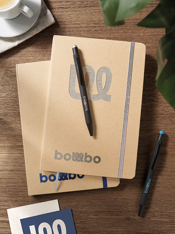 Personalisierbares Notizbuch aus nachhaltigem Material, umweltfreundlicher Merchandise-Artikel