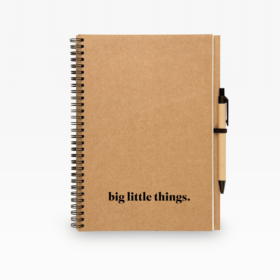 Individualisierbarer Notizblock Bloquero Plus mit recyceltem Blankopapier und Kugelschreiber