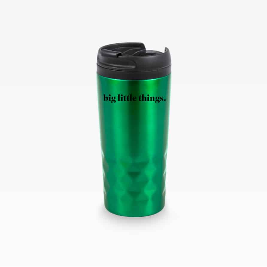Individualisierbarer Dritox Trinkbecher (310 ml) aus Edelstahl mit Rautendesign – ideal für personalisierten Genuss am Schreibtisch oder als Werbemittel.