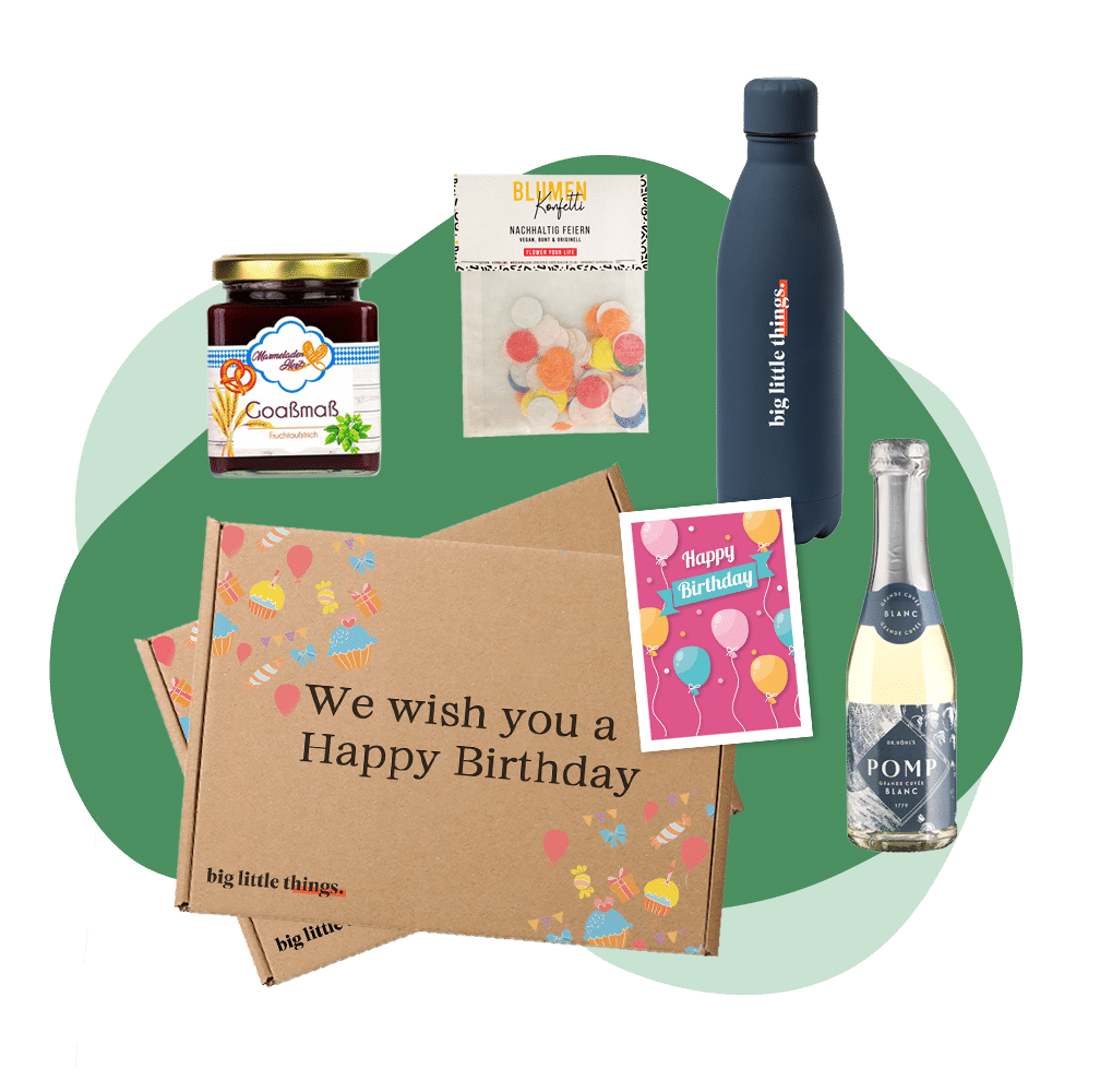 Premium Geburtstagsbox für Mitarbeiter, hochwertige Geschenkbox als exklusives Firmengeschenk