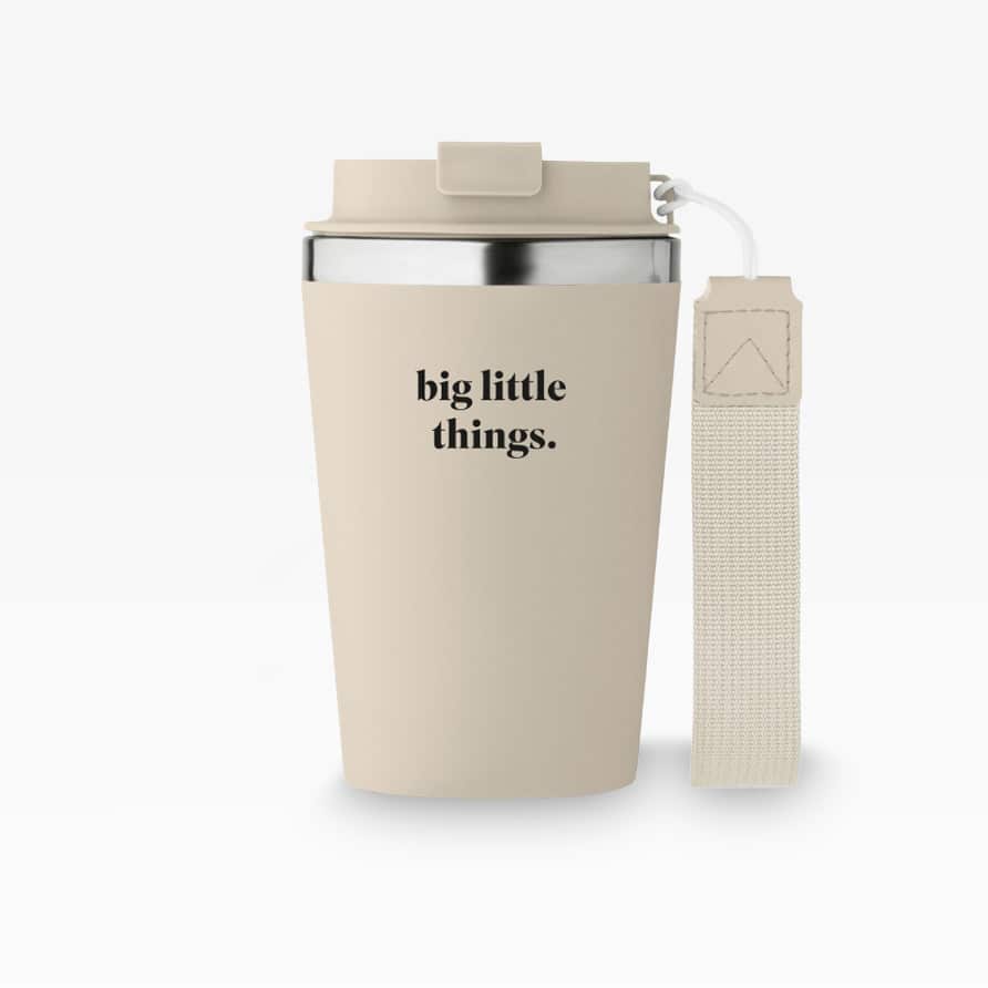 Individualisierter Topaz Becher aus recyceltem Edelstahl mit RPET-Schlaufe, 350 ml – kompakter Werbebecher für unterwegs