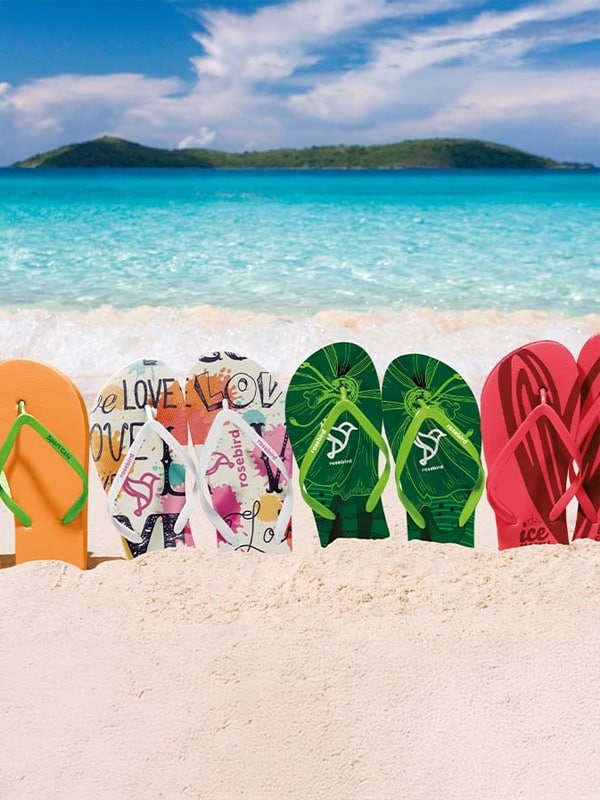 individuell gestaltbare Sandalen Merchandise Mitarbeitergeschenke