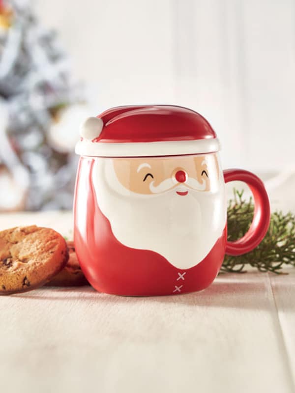 Santa Tasse mit Deckel, personalisierbare Mitarbeitergeschenke